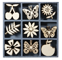 houten ornamenten fruit - vlinder