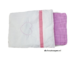 poppen beddengoed roze ruit 