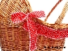De Houtwagen | rieten poppenwagen rood met witte stippen | rieten poppenwagens | € 75,00