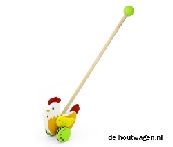 houten stokroller haan