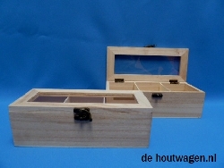 theekistje met 3 vakken en raam