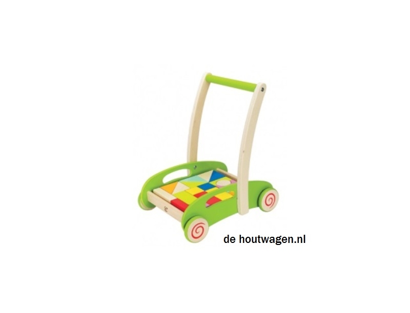 De Houtwagen | houten loopwagen met blokken hape | houten loopwagens | € 39,95