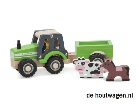 De Houtwagen | houten tractor met aanhanger new | houten vrachtwagens en machines | € 23,50