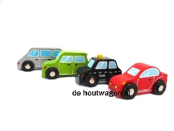 houten speelgoed auto's new set van 4 stuks