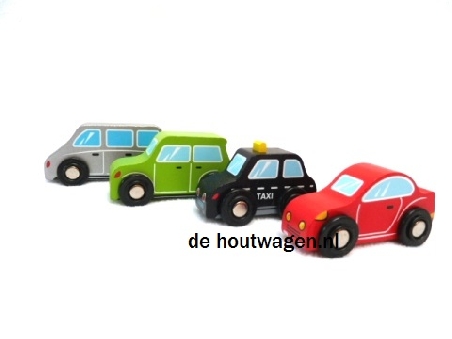 De Houtwagen | houten speelgoed auto's new set van 4 stuks | houten auto's | € 17,50
