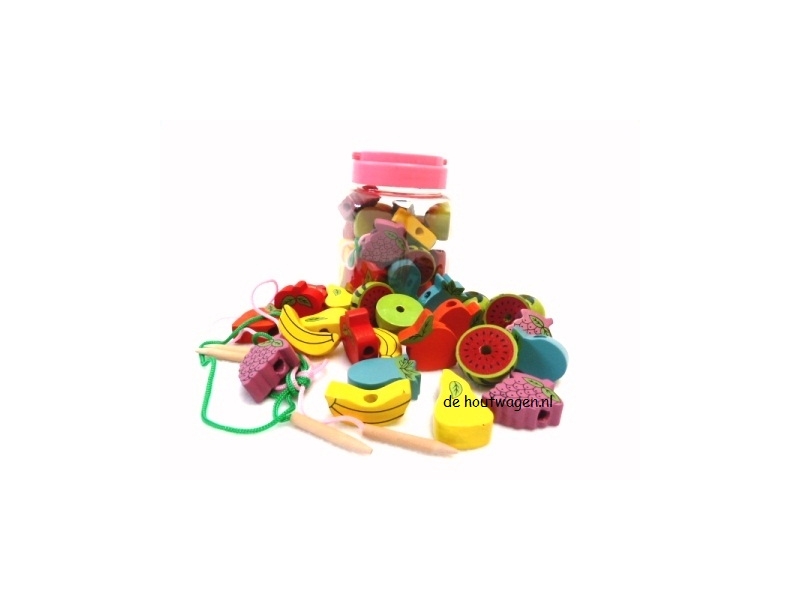 De Houtwagen | houten kralen fruit in bus | houten kralen groot | € 5,95