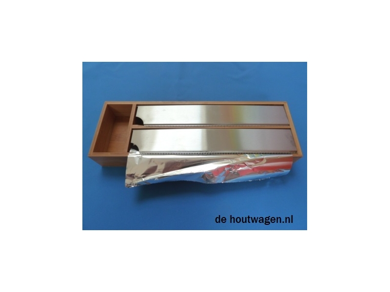 De Houtwagen | Bamboe Aluminiumfolie Houder Duo met RVS Deksel | onbehandeld houten artikelen | € 21,50