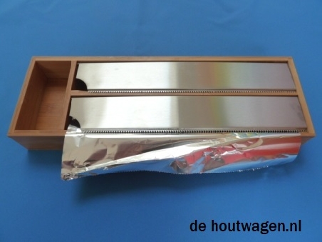 De Houtwagen | Bamboe Aluminiumfolie Houder Duo met RVS Deksel | onbehandeld houten artikelen | € 21,50
