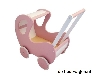 poppenwagen met kap roze-wit