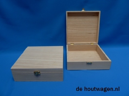 De Houtwagen | kist vierkant 21x21x7 | houten kisten vierkant | € 5,95