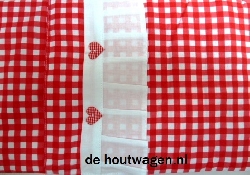 De Houtwagen | poppenwagen rood met witte hartjes | houten poppenwagens | € 69,95