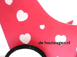 poppenwagen roze met witte hartjes-0