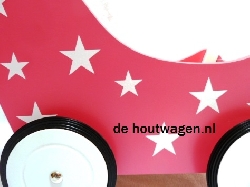 poppenwagen roze met witte sterren-0