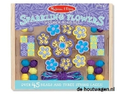 houten kralen set glitter bloemen