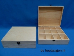 theekist met 12 vakken pine