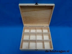 De Houtwagen | theekist met 12 vakken pine | theekisten | € 10,95