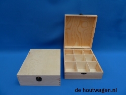 theekist met 9 vakken pine-0