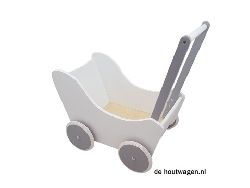 poppenwagen wit met grijs