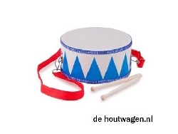 houten trommel blauw-wit