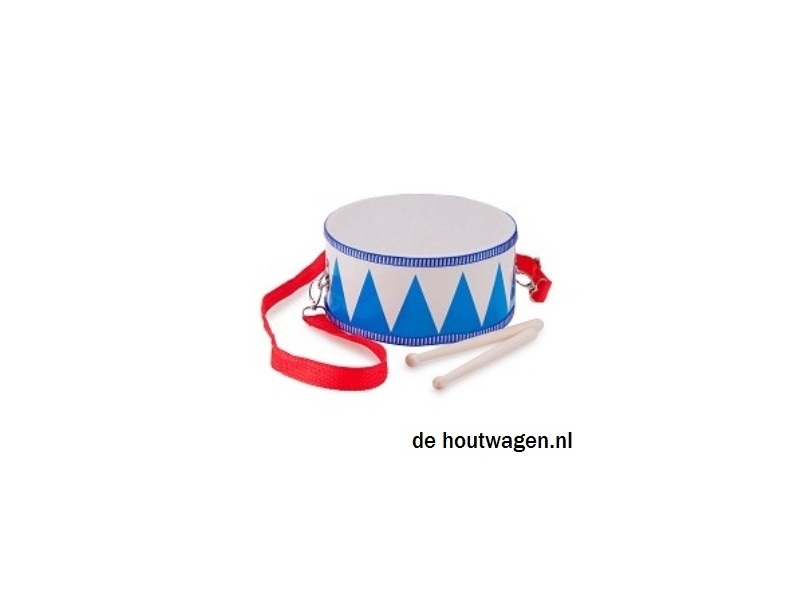 De Houtwagen | houten trommel blauw-wit | trommel+tamboerijn | € 19,95