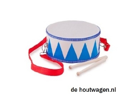 De Houtwagen | houten trommel blauw-wit | trommel+tamboerijn | € 19,95