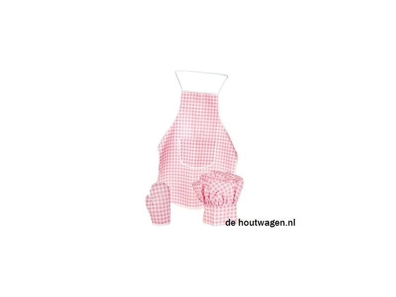 De Houtwagen | schortje roze vichy | speelgoed huishoudelijke artikelen | € 7,50