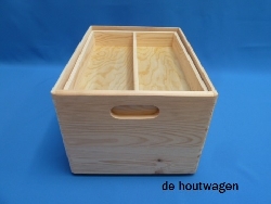 De Houtwagen | opbergkrat met vakverdeling hoog 40x30x24 | houten kratten | € 37,50