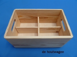 De Houtwagen | opbergkrat met vakverdeling klein 30x20x15 | houten kratten | € 17,50