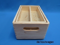 De Houtwagen | opbergkrat met vakverdeling klein 30x20x15 | houten kratten | € 17,50