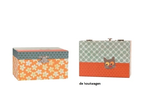 De Houtwagen | muziek en sieradendoosje poes | muziekdoosjes | € 22,50