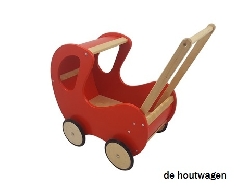 poppenwagen met kap rood