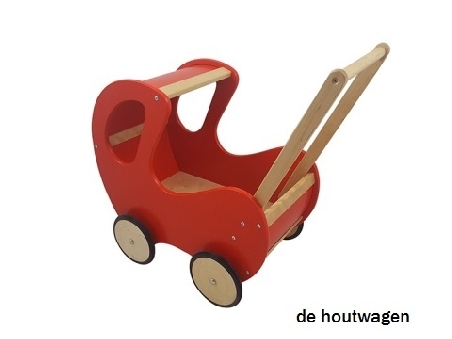 poppenwagen met kap rood