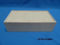 De Houtwagen | kist met schuifdeksel  37 x 19 x 10 | houten kisten met schuifdeksel | € 17,95
