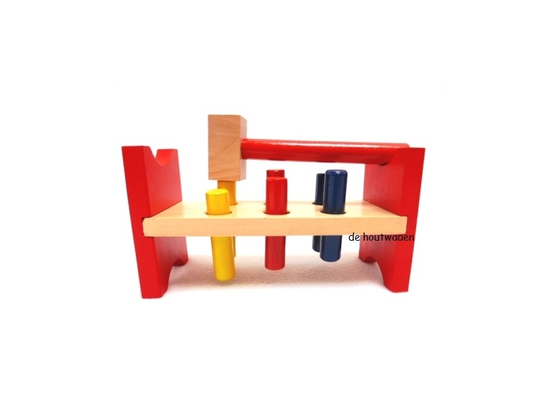 De Houtwagen | houten doorslagbank groot | kinder gereedschap | € 7,95