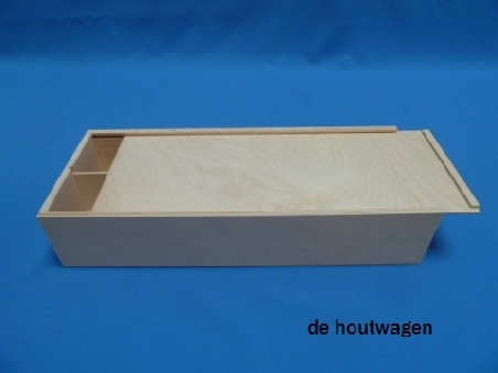 De Houtwagen | kist met schuifdeksel 2-vaks 39 x 15 x 8 | houten kisten met schuifdeksel | € 14,95