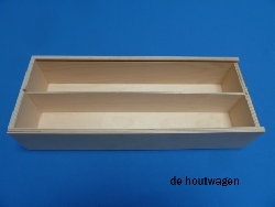 De Houtwagen | kist met schuifdeksel 2-vaks 39 x 15 x 8 | houten kisten met schuifdeksel | € 14,95