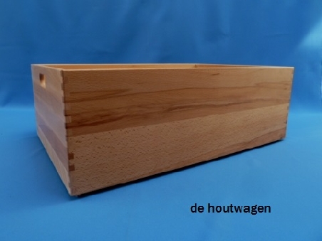De Houtwagen | opbergkrat beukenhout gelakt lang 60 x 40 x 21 | houten kratten | € 45,00