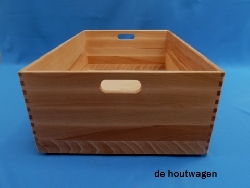 De Houtwagen | opbergkrat beukenhout gelakt lang 60 x 40 x 21 | houten kratten | € 45,00