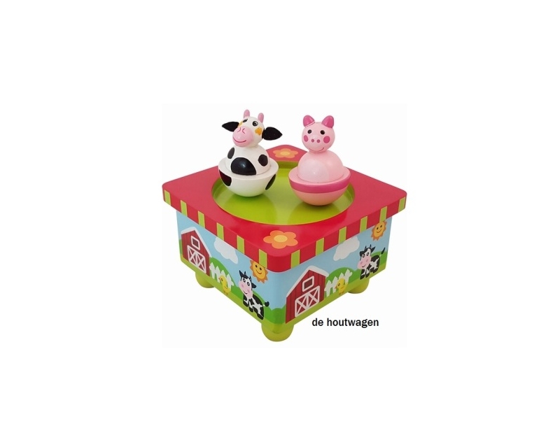 De Houtwagen | muziekdoosje koe en varken playwood | muziekdoosjes | € 17,95