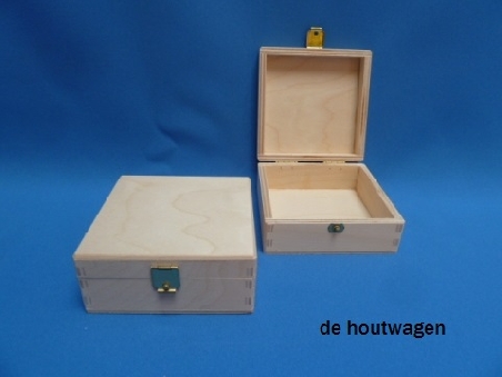 De Houtwagen | kist de luxe 9.5 x 9.5 x 4 | houten kisten vierkant | € 8,50