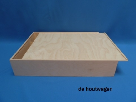 De Houtwagen | kist met schuifdeksel 51 x 37.5 x 10 | houten kisten met schuifdeksel | € 37,50