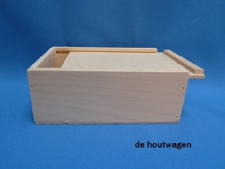 De Houtwagen | kist met schuifdeksel 13 x 9 x 5 | houten kisten met schuifdeksel | € 9,95
