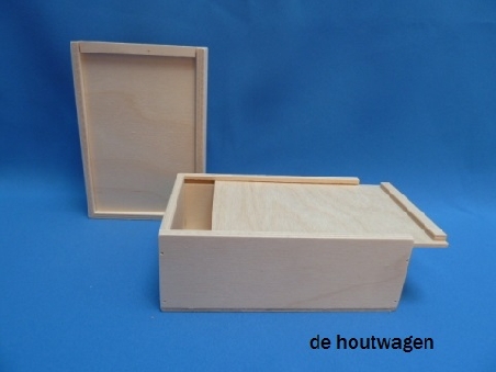 De Houtwagen | kist met schuifdeksel 15.5 x 10.5 x 5.5 | houten kisten met schuifdeksel | € 10,95