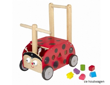 houten loopwagen lieveheersbeestje
