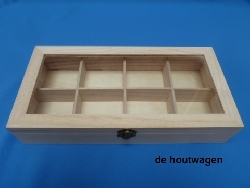 kistje met 8 vakken + glazen deksel