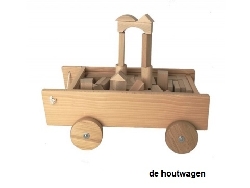 blokkenwagen met 105 blank houten blokken