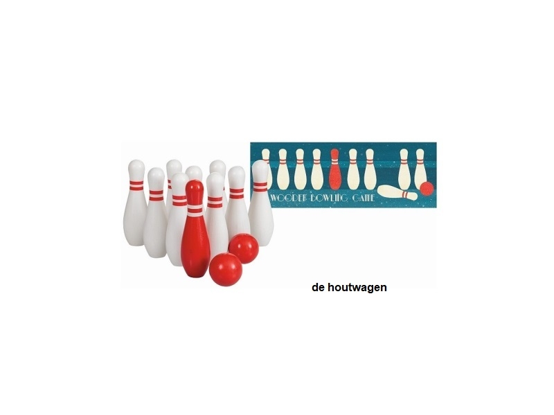 De Houtwagen | houten bowlingset | buiten speelgoed | € 34,50