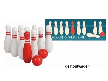 De Houtwagen | houten bowlingset | buiten speelgoed | € 34,50