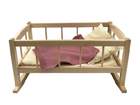 De Houtwagen | houten poppenwieg met dekentje | poppenbedjes | € 59,95