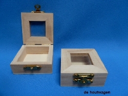 sieradenkistje mini met raam 6 x 6 x 2.5
